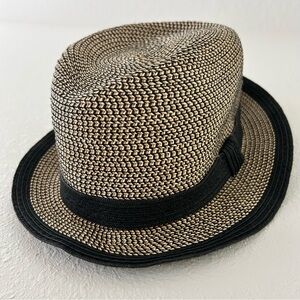 D&Y Black and Tan Woven Fedora Hat